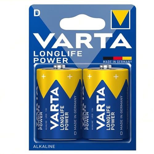 Varta D LR20 Longlife Power Alcaline Lot de 4 boîtes de 2 piles | puissantes et durables pour appareils à haute consommation | pour jouets, lampes de poche LED et appareils électroniques