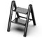 GameGem 2 Step Ladder, Folding Step Stool with Anti-Slip Wide Pedal, Aluminum Material Lightweight yet Sturdy, 150 KG Loading, Cute Modern Apperance for Indoor Household Spaces, Black