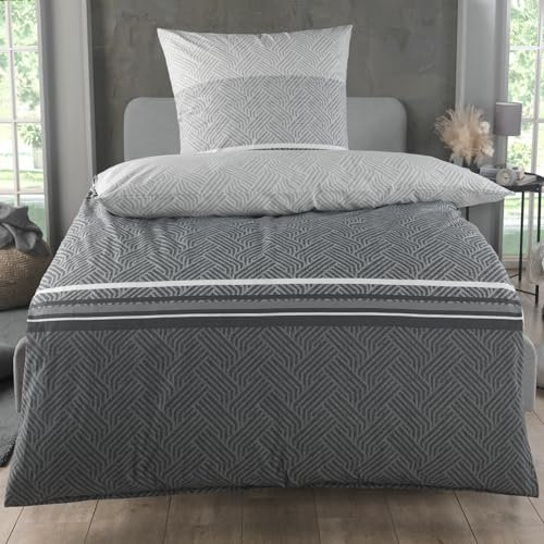 MALIKA Bettwäsche 155x220 Baumwolle Sets, Bettbezug 155 x 220 cm, Kissenbezug 80x80 cm, Renforcé, Oeko-TEX Bettwäsche mit Reißverschluss