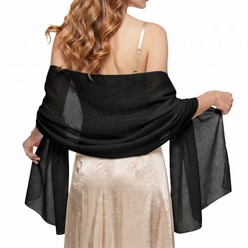 ehsbuy Stola Damen für Abendkleid Geschenk Halstuch Sommer Schal Dünn Leichter Weicher Tuch Schals Chiffon Tücher für Hochzeit Party Geburtstag