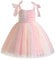 JiAmy Regenbogenkleider Mädchen Ärmellos Tüllkleid Rosa Rock mit Pailletten Trägerkleid mit Schleife Regenbogenkleid für Kinder für 4-5 Jahre