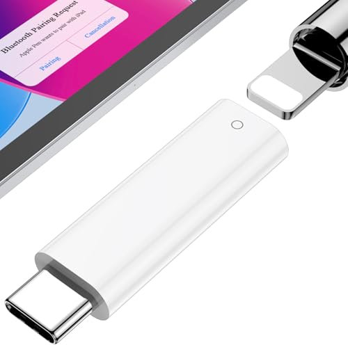USB C Pencil Adapter for Apple Pencil 1st Generation iPad 10th Generation iPad A16 11th Gen 2025 Bluetooth Pairing Charging Connector USB Type-C to for Lightning Charging Adapter for Apple Pen 1st