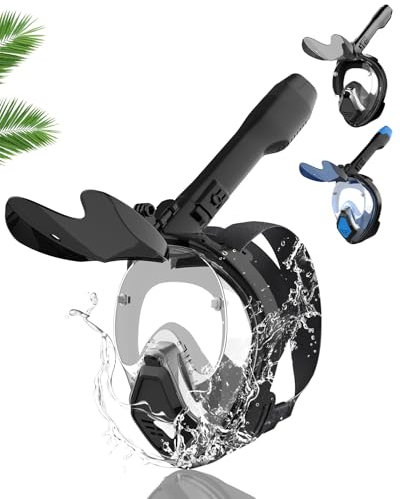 Schnorchelmaske für Erwachsene,Tauchmaske Schnorchelausrüstung Männ Fischkiemen-Design,Tauchmaske mit Sportkameras Kompatible,Faltbarer Sonnenbrille,180-Grad-Sicht,Brillenträger,Schnorchelset (M-Rosa)