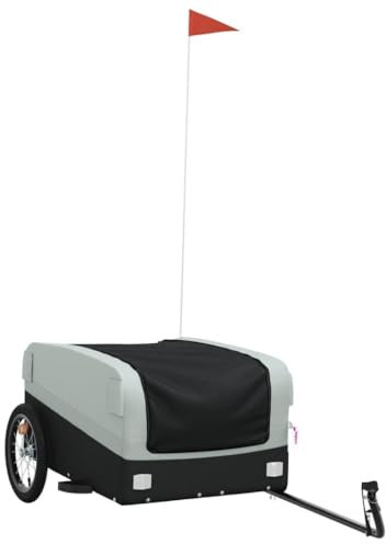 Fahrradanhänger aus Eisen & Oxford-Gewebe, 45 kg, Schwarz & Grau - Robust & Vielseitig für Familien & Outdoor-Abenteuer