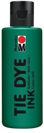 Marabu TIE DYE INK Batikfarbe in Dunkelgrün, 80 ml Farbe auf Wasserbasis, vegan, strahlende Stofffarbe für helle Textilien bis 20% Kunstfaseranteil, 17300004068