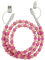 Beaded Charging Cord 4 in 1 - USB-C to iOS Cable 3.3ft Multi-Port Charger for iPhone Samsung iPad (Light pink + pink beads)