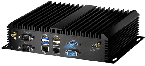 Kinupute Industrial Mini PC, Fanless Desktop Computer Core i5-8250U 1.6-3.4GHz, Win-11 Pro, 32G DDR4 RAM, 1T SSD, VGA/HDMI 4K@60Hz, 2x2.5G LAN Ports, 6xCOM RS232, 4G Module Slot, WiFi6/BT5.2