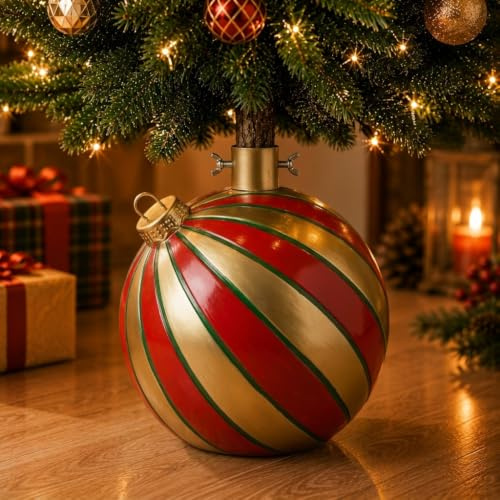 MA MAISON Base Supporto per Albero di Natale 180h cm – Palla di Natale, in Magnesia, Gancio Metallo, Decorazioni, Finiture in Verde, Sfera - Kit di Fissaggio (Ø 42X44H CM Rossa e oro)