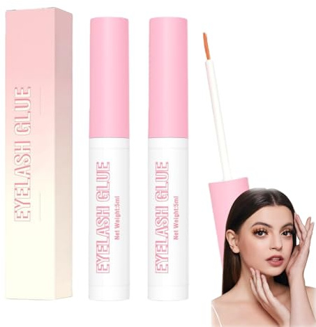 False Eyelash Glue,Clear Eyelash Glue Bond,Waterproof Eyelash Glue with Super Strong Hold,Eye Lash Glue for Sensitive Eyes,Fast-Drying for Individual & Cluster Eyelashes Glue Application