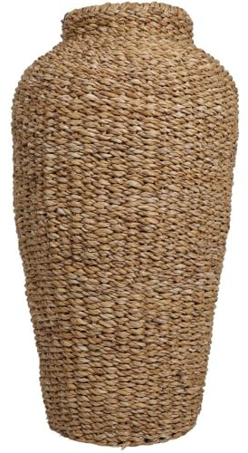 wilko Seagrass Vase, Natural, Bohemian Style, Woven Design, Decorative Floor Standing, Home Decor, 55 x 28 x 30cm,