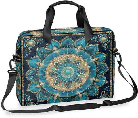 Mexpekil Laptoptasche 15,6 Zoll / 40,6 cm (15,6 Zoll) Blau Kugel Kunst Blume Totem Laptoptasche Wasserdicht Laptop Schulter Messenger Bag für Damen Herren