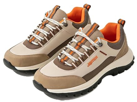 JOMIX Scarpe da Trekking Uomo con Lacci, Scarpe Sportive da Camminata Leggere Antiscivolo Traspiranti per Escursionismo Campeggio Esterno MOS255096 (Khaki, 45)