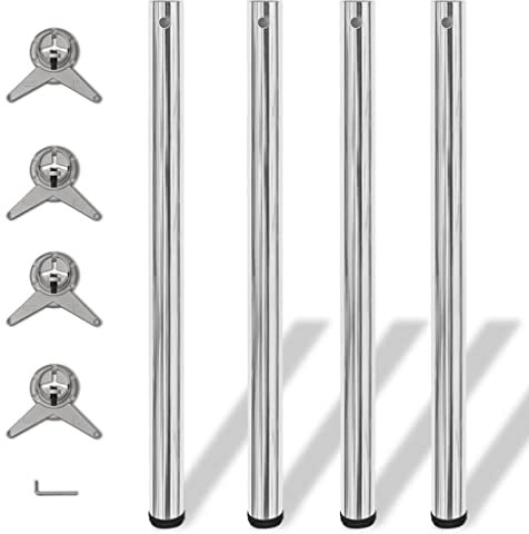 vidaXL 4X Pieds Table Chrome à Hauteur Réglable 870 mm Bureau Plan de Travail