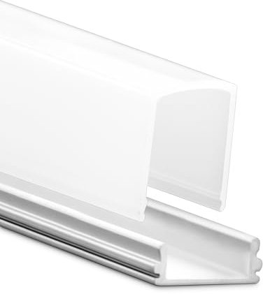 INNOVATE LED Profil 2m - LED Aluminiumprofil - Montageprofil für Leuchtstreifen - Schiene für Lichtstreifen - Lichtleiste - Leuchtband (U-Profil Mini 12 flach - Silber, hohe milchige Abdeckung)