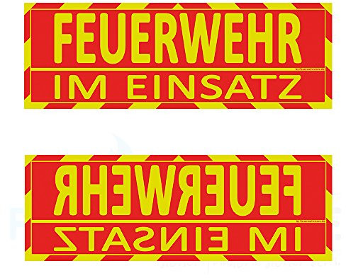 Feuerwehr im Einsatz Wendeschild WSB2 für die Sonnenblende in Normal- & Spiegelschrift