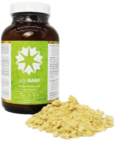 algoBarf Omega-3 Pulver 500g – Pflanzlicher Barf-Zusatz aus Algen | DHA, DPA & EPA für Hunde, Katzen & Pferde – Vegane Alternative zu Fischöl – Frei von Schwermetallen