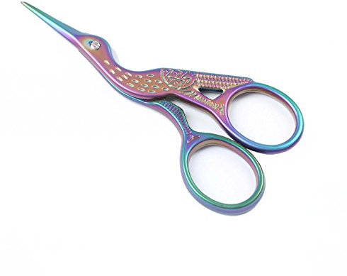 BIHRTC Stainless Steel Sharp Tip Classic Stork Scissors Crane Design Sewing Scissors DIY Tools for Embroidery, Craft, Needle Work, Art Work & Everyday Use (Colourful 1#-3.6)