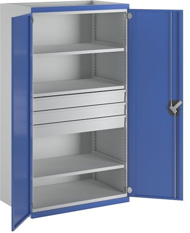 ANKE | Schwerlastschrank mit 3 Fachböden | 3 Schubladen à 120 mm | HxBxT 1950 x 1084 x 690 mm