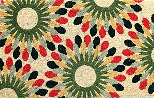 Coco&Coir Door Mats | Non-Slip | Thick Coir | Premium Quality | Rubber Backed | Eco-Friendly | Indoor | Outdoor | Heavy Duty | Flower Series | Door Mat | 45 x 75 cm (Indian Bloom)