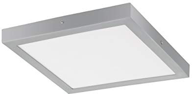EGLO LED Deckenleuchte Fueva 1, 1 flammige Deckenlampe, Material: Aluminium, Kunststoff, Farbe: Silber, weiß, L: 40x40 cm, warmweiß