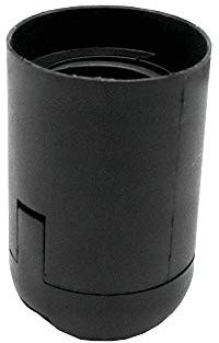 Fassung E27 Schwarz Thermoplast mit Glattmantel und Aufsteckkappe ISO-Feingewinde DIN 13-5 M10x1 Lampenfassung