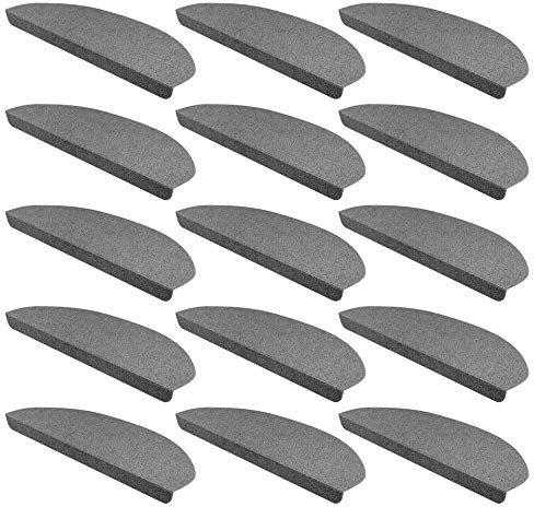 15er Set StickandShine Stufenmatte in dunkelgrau halbrund für Treppenstufen, Treppenstufenmatte zum aufkleben