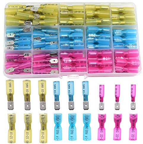 CEEYSEE 120 Pezzi Connettori Elettrici Kit Terminali a Crimpare Termorestringenti Di Connettori Femmina e Maschio - per cavi da 0,5 – 6,0 mm²(Rosso Blu Giallo/YRSZ)