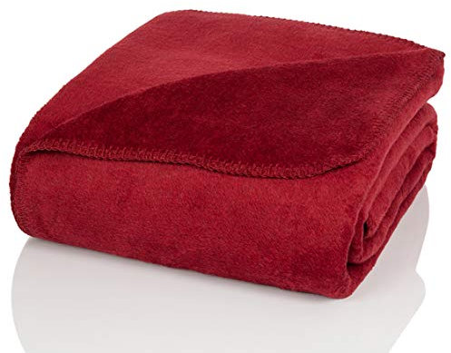 Glart Kuscheldecke uni burgunderrot Decke 130x170 cm Sofa, weiche & warme Wolldecke extra flauschig als Sofadecke Couchdecke, kuschel Wohndecke Kuscheldecke, Plüsch Sofaüberwurf Decke, U1B
