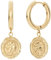 Noelani Damen Creolen vergoldet aus Edelstahl (3,7 cm) mit Münze, Gold, Münze, Kommt in Schmuck Geschenk Box, 2030642
