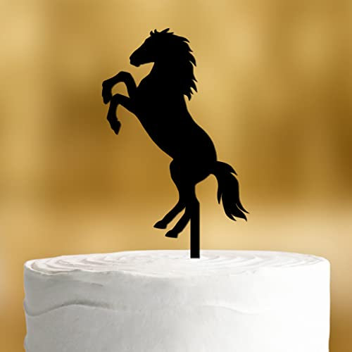 Cake Topper Pferd [springendes Pferd] - Acryl schwarz - für die Geburtstagstorte - Geburtstagsdeko Tortenaufleger happy birthday party deko Geschenkideen Happy birthday tortendeko Geburtstag