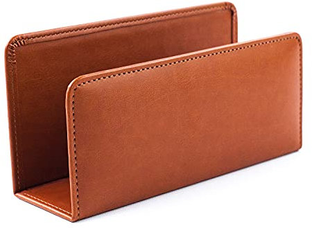 DELMON VARONE - Briefständer aus veganem Kunstleder Braun - Dokumentenhalter zur Aufbewahrung von Post, Briefe, Dokumente & Prospekte - Briefablage Organizer für Schreibtisch & Büro mit Metalleinlage