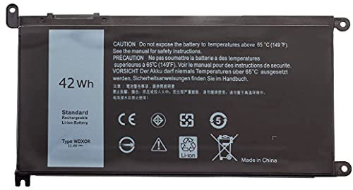 11.4V 42Wh Batterie WDX0R WDXOR pour Dell Inspiron 13 5368, 5378, 7368, 7378, Inspiron 15 5568 7569 7579 5578 5567 5565 Inspiron 17 5767 5765 Latitude 13 3379 Vostro 14 5468, 3CRH3 T2JX4 FC92N CYMGM