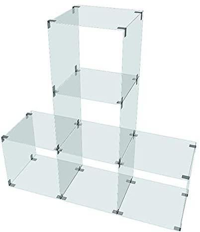 Glassteckvitrine „Podest“ Glasregal Vitrine 5 Fächer á 30x30cm o. 40x40cm Verkaufsvitrine Ausstellungsvitrine Messevitrine Verkaufsregal Fächervitrine Schaufenstervitrine Glaspodest (30 x 30 cm)