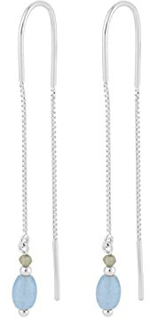 Pernille Corydon Ohrringe Silber Damen - Horizon Hängeohrringe mit Rosenquarz, Amazonit, Malachit, Rosa Achat, Labradorit - 925 Sterling-Silber - 10 cm - E-089