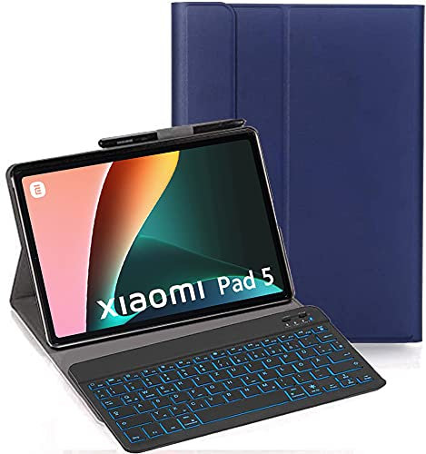 YHFZR Tastiera Custodia per Xiaomi Mi Pad 5/5 PRO 11 Pollice, [Italiana Layout] 7 Colori Backlit Tastiera Wireless con Custodia Protettiva per Xiaomi Mi Pad 5/5 PRO 11 Pollice, Blu