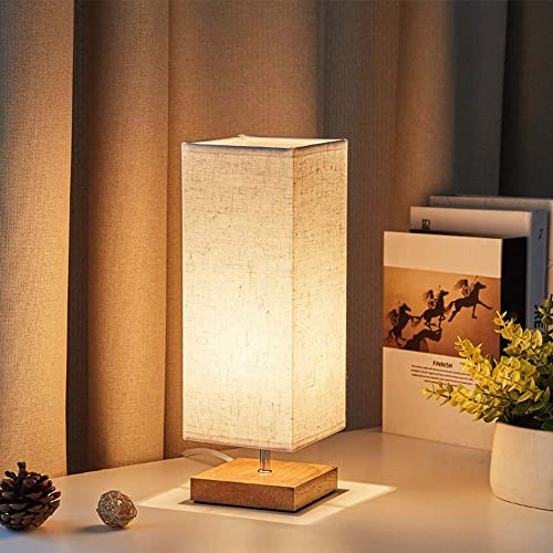 Nachttischlampe E27 LED Tischlampe Holz , Modern Tischleuchte Nachtlicht, Tischlampe Nachtlicht Metall kreativ für Büro Schlafzimmer Kinderzimmer Eckig Arbeitszimmer Wohnzimmer Esszimmer(Rechteck)