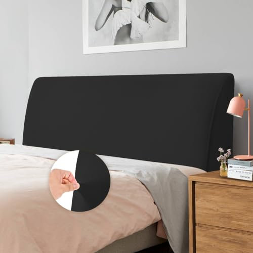 Caijin Bett Kopfteil Schonbezug, Staubdichte Schutzhülle für gepolsterte Schlafzimmer Kopfteil, Samt Stoff (150-170 cm（Queen）, Schwarz)