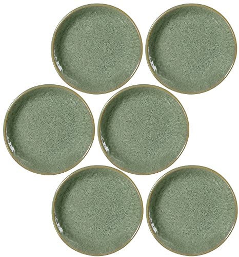 Leonardo Matera Keramik-Teller 6er Set, mikrowellengeeignet, spülmaschinengeeignete Speise-Teller grün, Ess-Teller mit Rand, 6 Stück, Ø 16,3 cm 018372