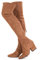 N.N.G Stivali da donna sopra il ginocchio, altezza coscia, in pelle scamosciata, a blocco, bassi, piatti, lunghi, OTK, comodi, a punta, Tacco marrone 3, 41 EU