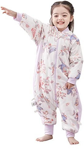 Chilsuessy Schlafsack Baby Winter Mit Füßen 2.5 Tog - Kinder Ganzjahres Mit Beinen Junge Mädchen Schlafanzug, Frühling Elster, 110/Baby Höhe 95-105cm