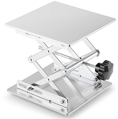 Labasics Lab Scissors Jack, 250 x 250 mm Stainless Steel Laboratory Support Jack Platform Lab Lift Stand Table, Expandable Lift Height Range from 93 mm to 380 mm, Support Weight 20KG