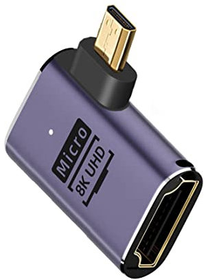 chenyang CY - Adattatore convertitore Micro HDMI 2.1, adattatore da micro HDMI maschio a HDMI femmina 90 gradi ad angolo sinistro UHD