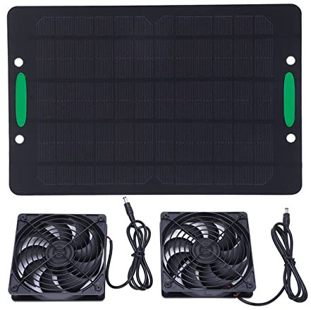 Ventilatore a Pannello Solare, Doppio Ventilatore di Scarico Ventilazione Dell'Aria Dissipazione Del Calore Ventola di Scarico Solare da 10 W per Pollai, Serre, Capannoni, Case