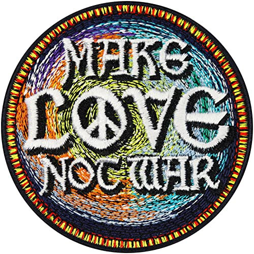 Lustiger Aufnäher MAKE LOVE NOT WAR Aufbügler Peace Patch zum annähen/aufbügeln | lustiger Jeans Flicken mit Stickerei Morale Applikation für alle Stoffe | 70x70mm