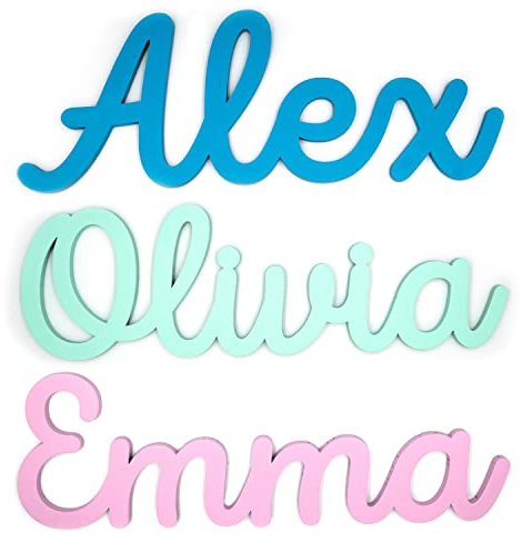 Arluma - Nombre Pintado Madera Personalizado - Decoración Dormitorio Bebe Niño Niña - Regalo Nacimiento Bodas Bautizo Comunión Baby Shower Aniversario Colgar Pared Puerta Habitación Niños Niñas