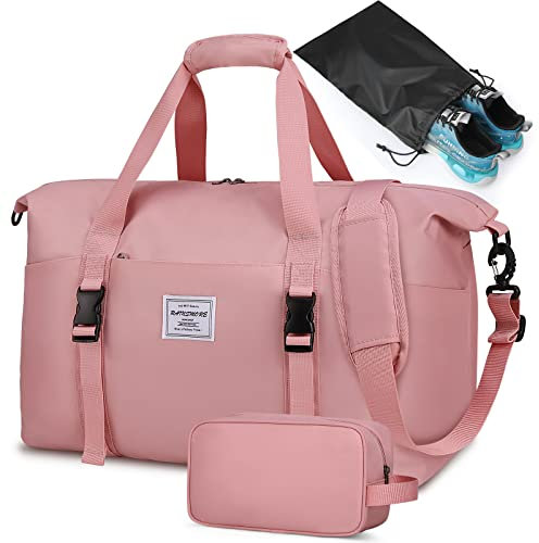 RAINSMORE Reisetasche Damen Sporttasche Klein 30L Weekender Tasche Wasserdicht Schwimmtasche Saunatasche Handgepäck mit Kulturtasche und Schuhbeutel