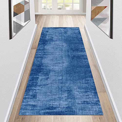 Siunwdiy Teppich läufer Flur küche rutschfest waschbar Blau küchenläufer lang abstrakt Korridor -teppichläufer küchenteppich meterware anpassbar,Blau,60x120cm