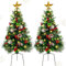 Set of 2 Outdoor Christmas Trees, 82.2cm Lighted Pre-Lit Artificial Pathway Xmas Trees Yard Decorations, Battery Operated Small Entryway Porch Tree for Grave,Garden Decor