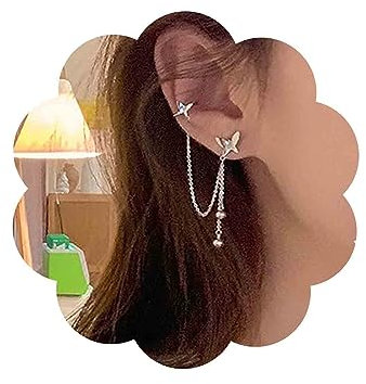 Inateannal Vintage Schmetterling Manschette Kette Ohrringe Set Perle Manschette Wrap Ohrringe Schmetterling Manschette Climber Ohrringe Silber Schmetterling Ohrstecker Schmuck Für Frauen Und Mädchen
