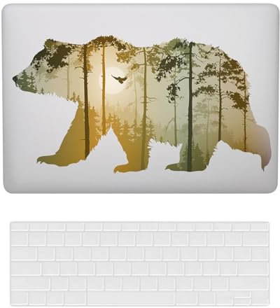 Laptop Hülle für MacBook Air 13 Zoll Modell A1932 A2179 A2337 M1 mit Retina Display and Touch ID 2020 2019 2018 Freisetzung, Plastik Schützend Hartschale Case & Tastaturschutz, Bär